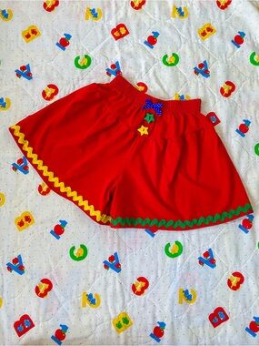 Vintage Buster Brown Red Girls' Shorts with Decorative Ric Rac Trim